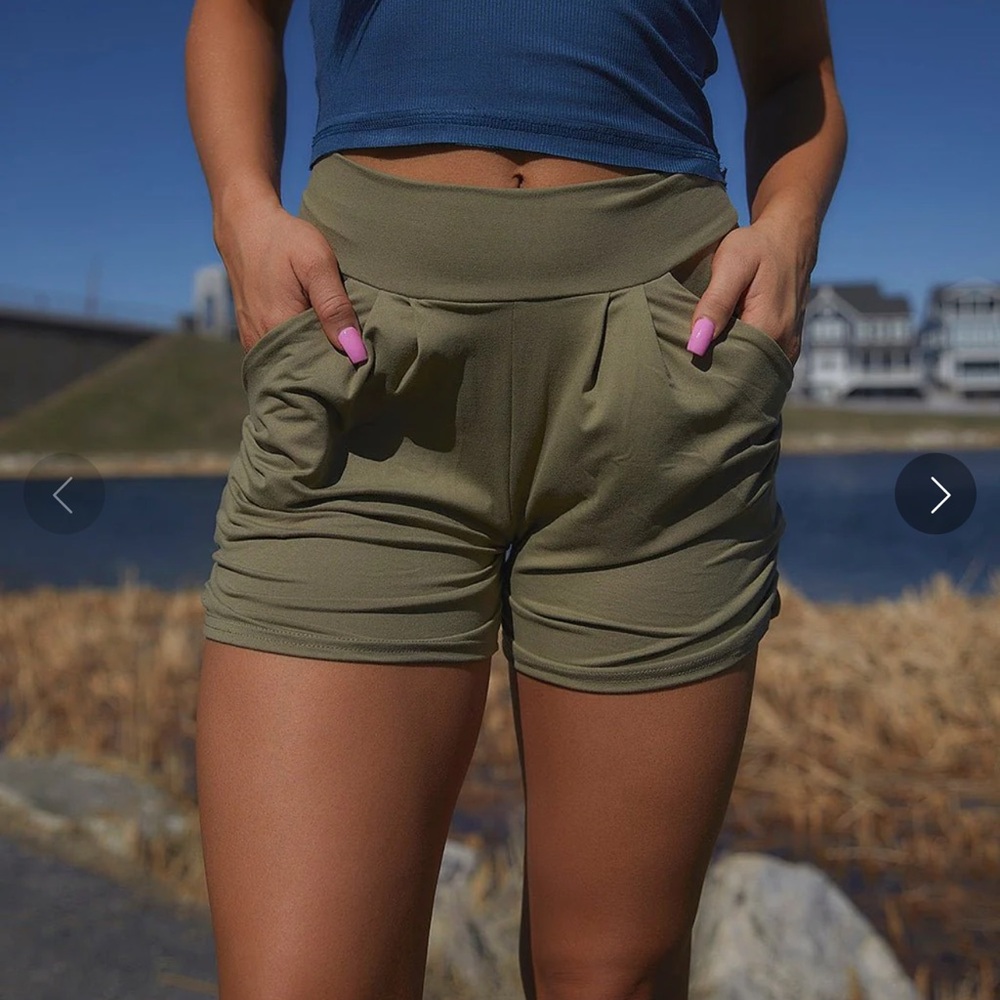 Olive Green Women's Harem Shorts